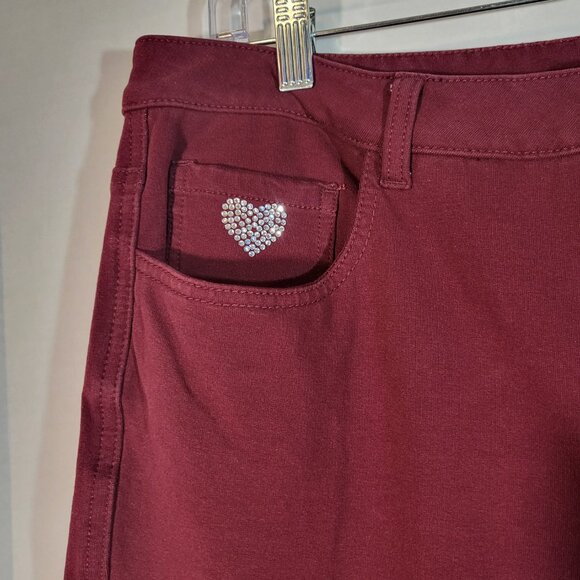 Dream Jeannes by Quacker Factory Women's Stretch Jeans Size 14 Maroon/Plum - Picture 2 of 14